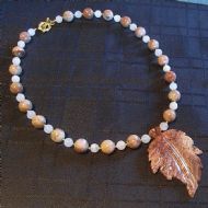 Ribbon Jasper Leaf Necklace